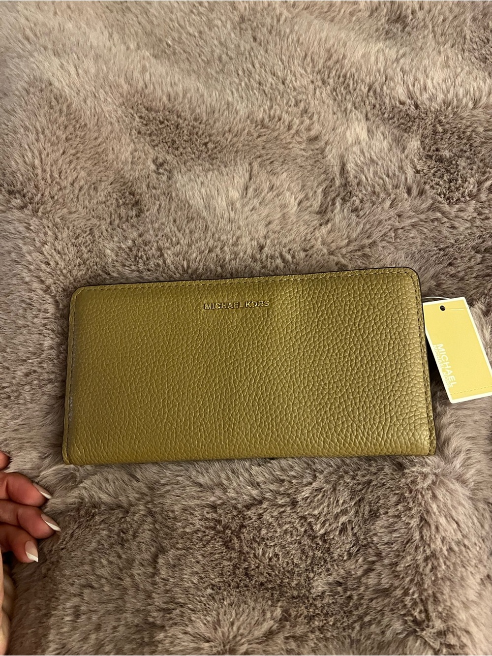 Michael Kors Taupe Pebbled Leather Continental Zip Wallet